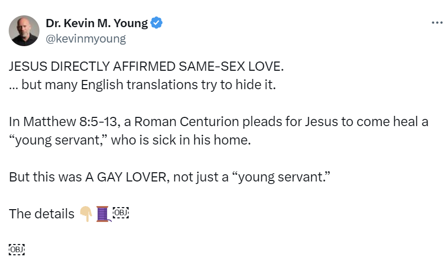 Dr Kevin Young Says Jesus Affirmed Sam Sex Relationships