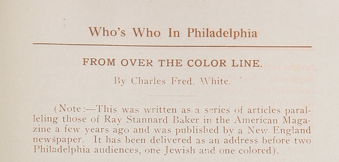 Charles Fred White - From Over The Color Line Pg. 189