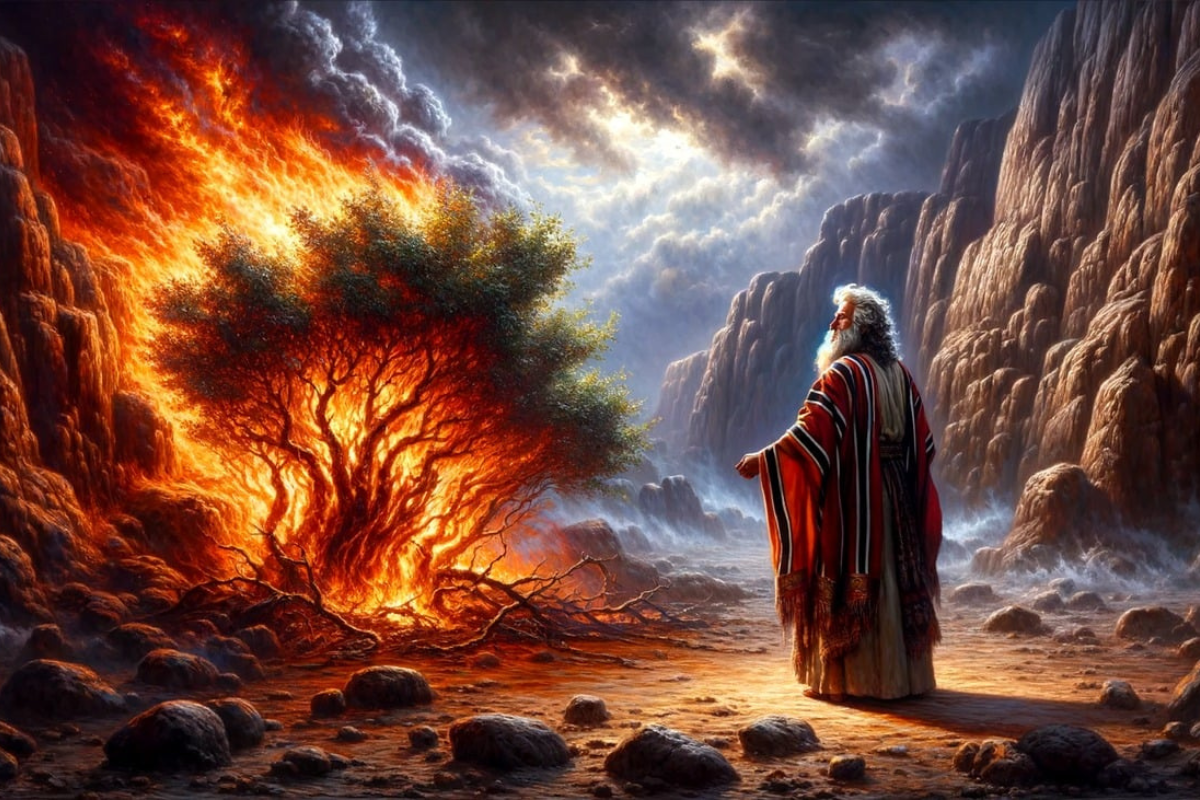 An image of Moses and the burning bush.