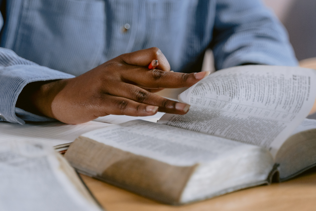 An image of a person reading the Bible.