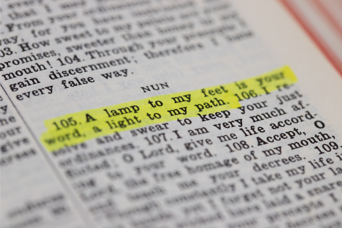 A highlighted text of one of the most popular verses in Psalm 119.