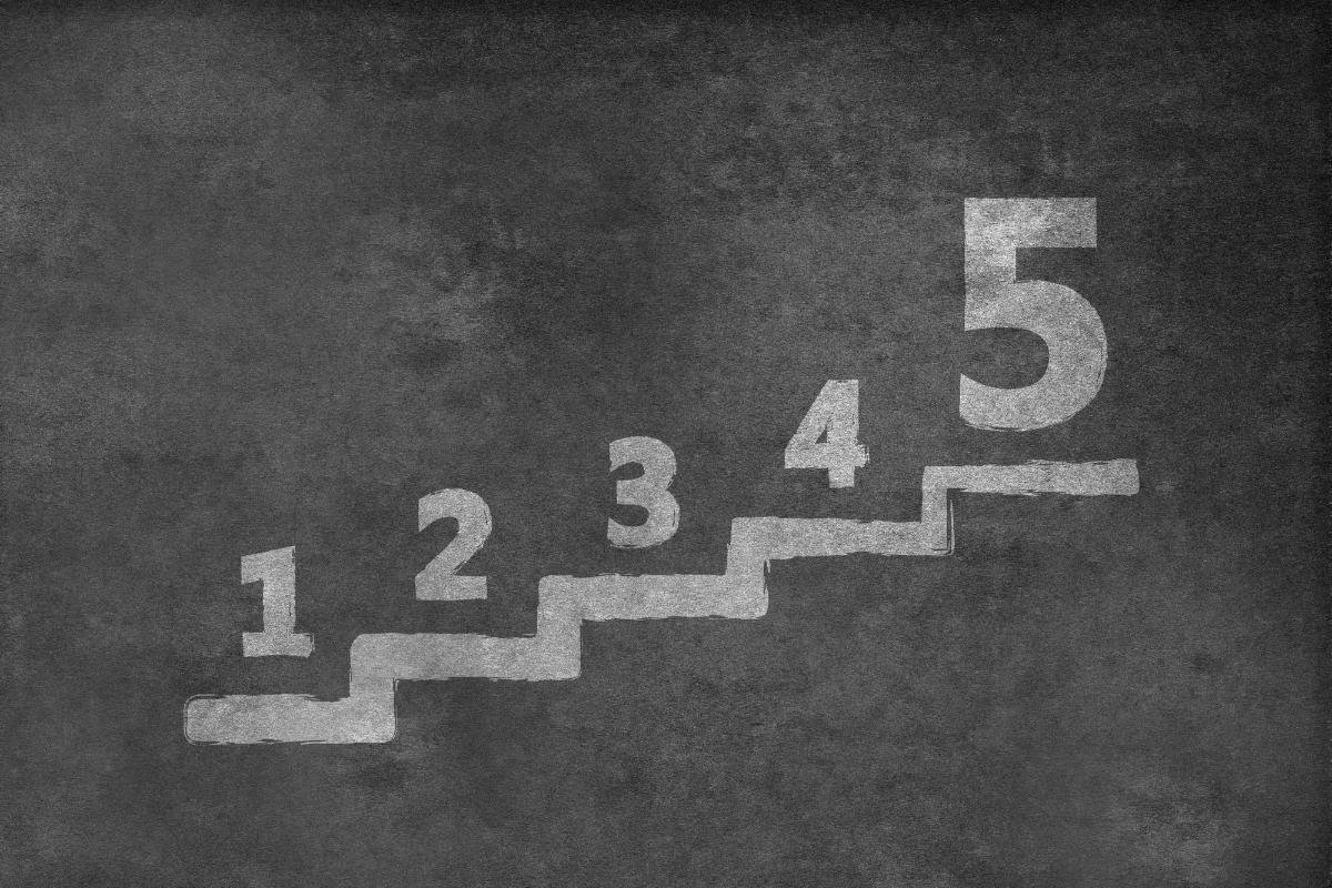 An image of a ladder with the numbers 1-5 in each step.